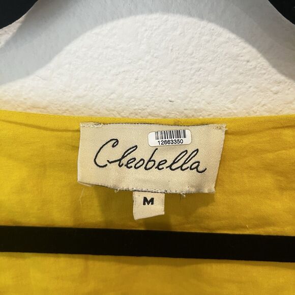 Cleobella Kaia Yellow Eyelet Cotton Mini Summer Dress Medium Boho Casual - Picture 4 of 10